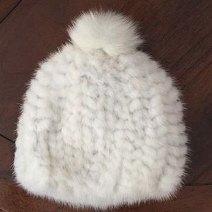 White real mink. Fur hat